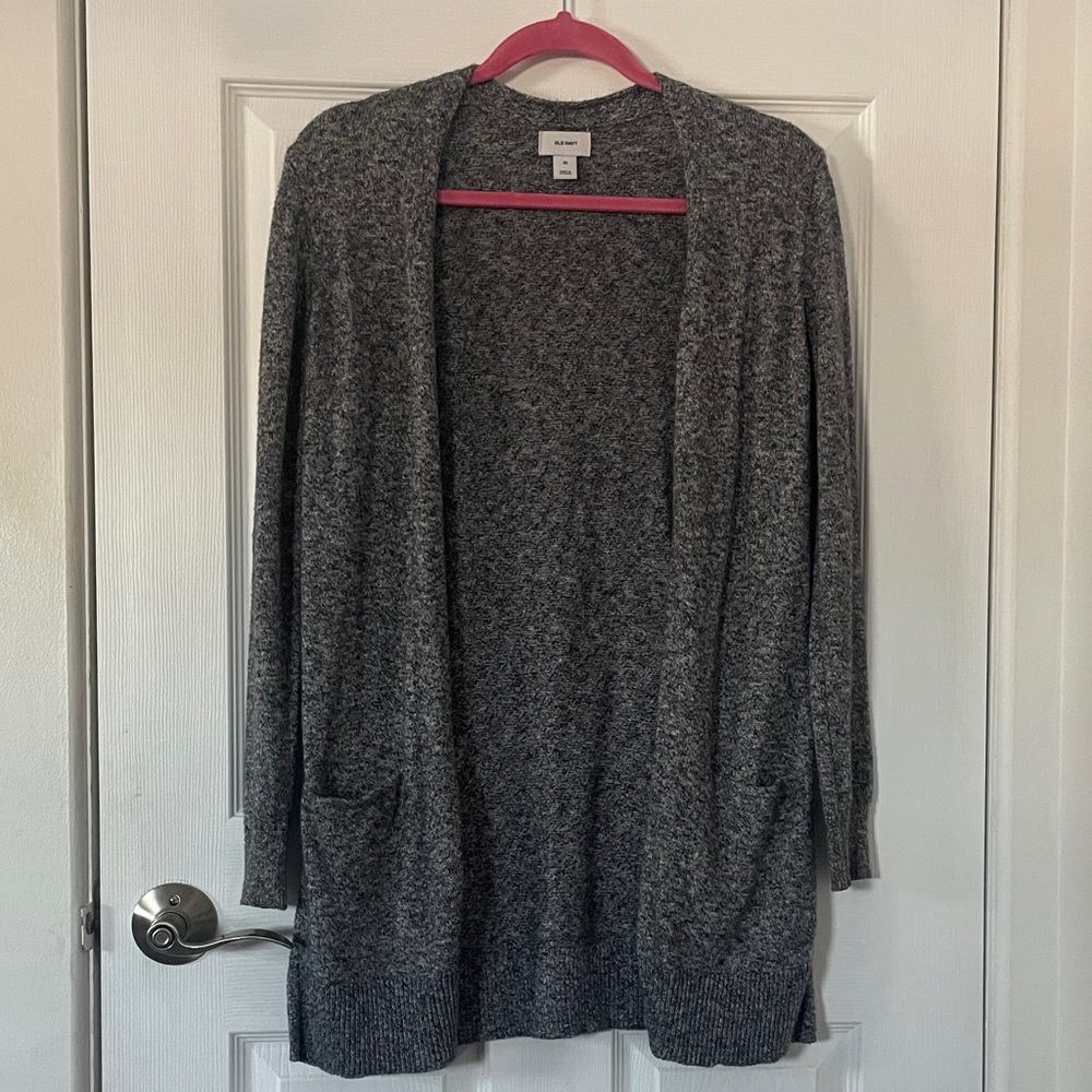 Charcoal Open Front Cardigan